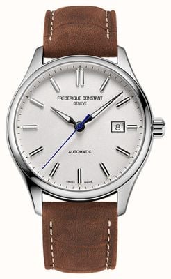 Frederique Constant Classics Index Automatic (40mm) Silver Matt Dial / Brown Leather Strap FC-303NS5B6