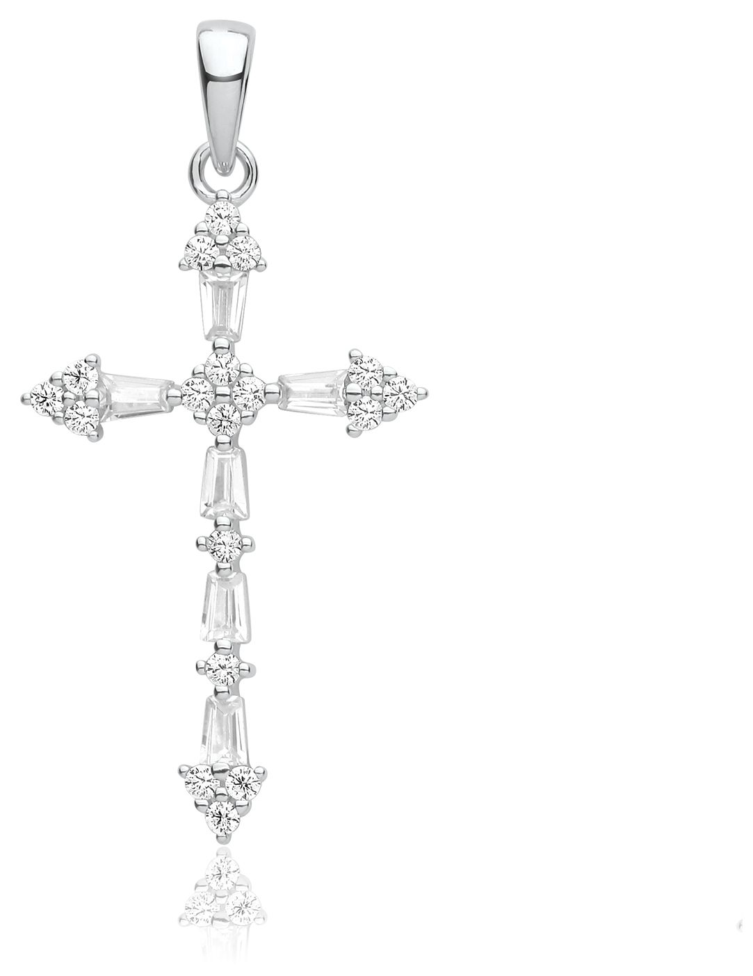 Treasure House G61131 Silver Fancy Cubic Zirconia Cross Jewellery