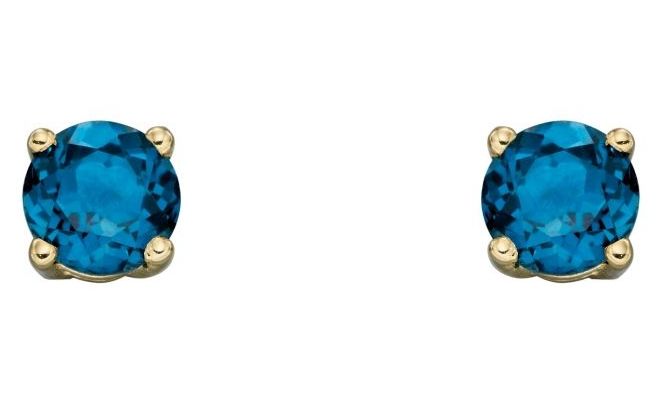 Elements Gold GE2337 9ct Yellow Gold London Blue Topaz Cz Jewellery