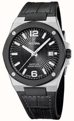 Festina Swiss Made Vallée Quartz (42mm) Black Dial / Black Hybrid Leather Strap F22001/4
