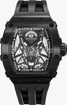 TSAR BOMBA Elemental Series Automatic (43.5mm) Black Butterfly Dial / Black Silicone Strap TB8207A-02