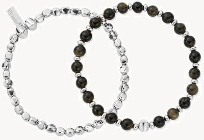 ChloBo MAN Golden Obsidian Style Set of 2 Bracelets - 925 Sterling Silver SBSETGOM