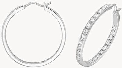Treasure House Silver Rhodium Plated Cubic Zirconia 20mm Hoop Earrings G51210