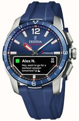 Festina Connected D Hybrid Smartwatch (44mm) Dark Blue Integrated Digital Dial / Dark Blue Rubber Strap F23000/1