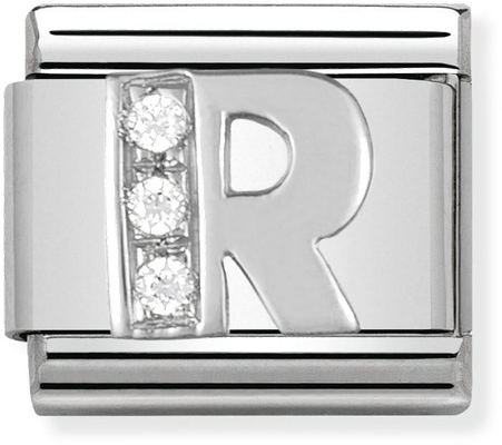 Nomination Classic Letter R Sterling Silver & Steel Cubic Zirconia Charm 330301/18