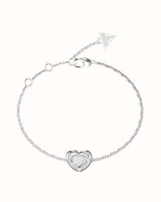 Guess Guess Womens Large L.O.V.E. 12mm Heart Pave Bracelet UBB05461RHL
