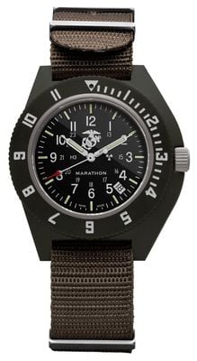 Marathon Official USMC NAV-D Sage Green Navigator Date Quartz (41mm) Black Dial / Green Ballistic Nato Strap WW194013SG-0202