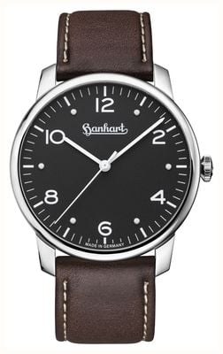 Hanhart PIONEER Silva (38.5mm) Black Dial / Dark Brown Leather Strap - M 782.210-8110