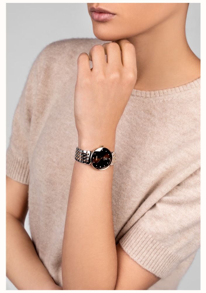 RADO Florence Diamonds Quartz (30mm) Brown Sunray Dial / Two-Tone Stainless Steel Bracelet R48913763 - alternate view 6