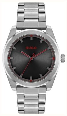 HUGO #Bright Wallet Gift Set (42mm) Black Dial / Stainless Steel Bracelet 1570175