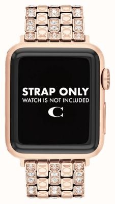 Coach Apple Watch Strap (38/40/41mm) Crystal-Set Rose Gold-Tone Stainless Steel 14700263