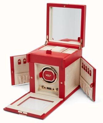 WOLF Palermo Single Watch Winder with jewellery storage | Red 213772
