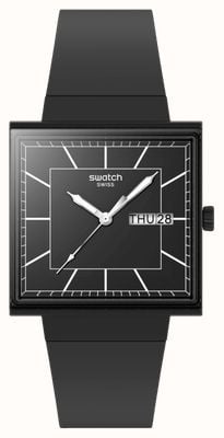 Swatch WHAT IF...BLACKAGAIN? (41.8mm) Black Square Dial / Black Bio-Sourced Material Strap SO34B701