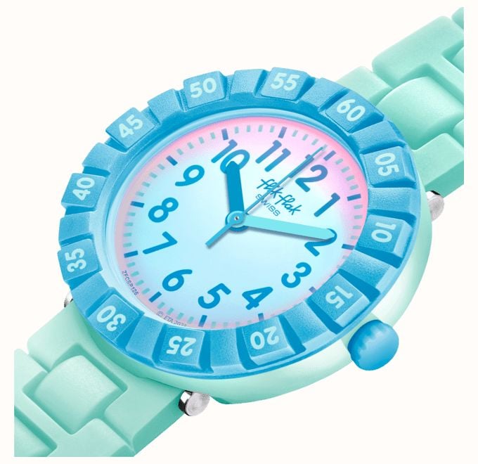 Flik Flak BLUE SPLASH (36.7mm) White Solar Spectrum Dial / Blue ...