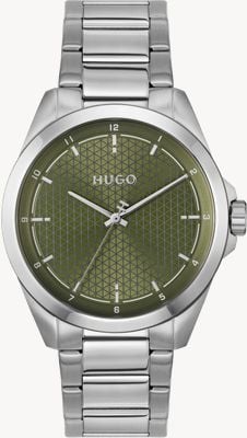 HUGO #SEAM Three-Hand Quartz (42.5mm) Khaki Green Dial / Stainless Steel Bracelet 1530453