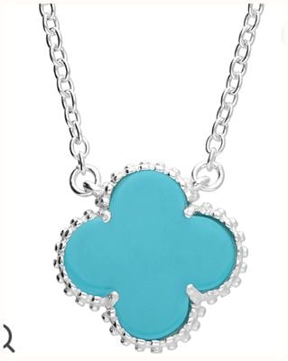 Sterling Silver Turquoise Quatrefoil Clover Necklace H6401/T