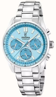 Festina Boyfriend Quartz Chronograph (37.5mm) Sky Blue Dial / Stainless Steel Bracelet F20753/2