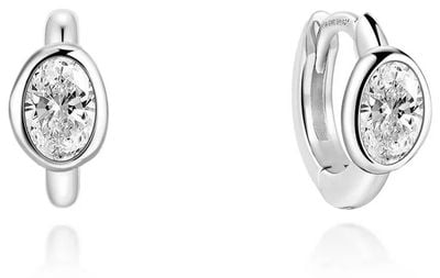 Ania Haie Silver Bezel Organic Pebble Huggie Hoop Earrings E076-09H