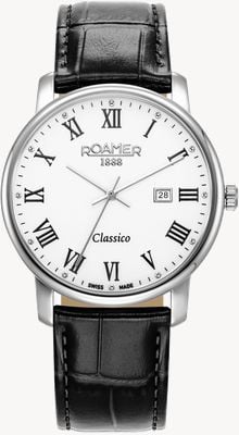 Roamer Classico Gents Quartz (40mm) White Dial / Black Leather Strap 971856 41 25 05