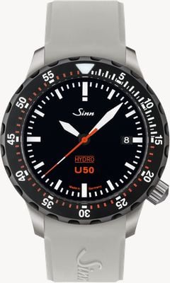 Sinn U50 HYDRO SDR 5000m (41mm) Black Dial / Grey Silicone Strap Watch 1051.040 GREY SILICONE