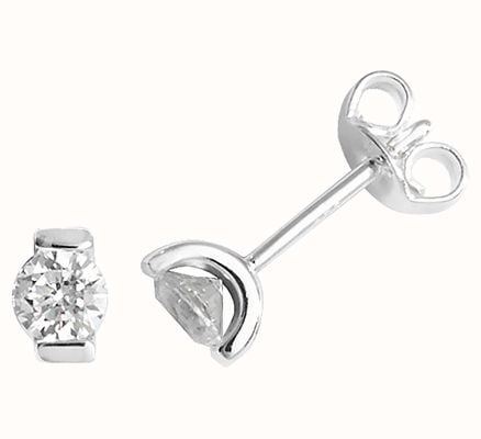 James Moore TH STERLING SILVER ROUND CZ STUD EARRINGS G51025