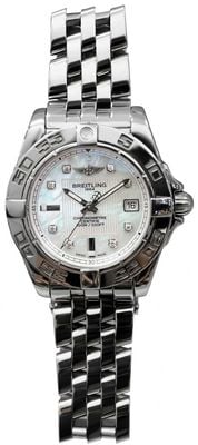 Pre-owned Breitling Cockpit Quartz Chronometre (31mm) Mother-of-Pearl Dial / Stainless Steel Bracelet Watch J8500