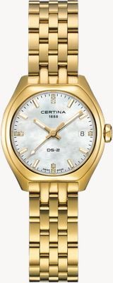 Certina DS-2 Lady Quartz (27.8mm) Mother-of-Pearl Dial / Gold PVD Stainless Steel Bracelet C0492103311600