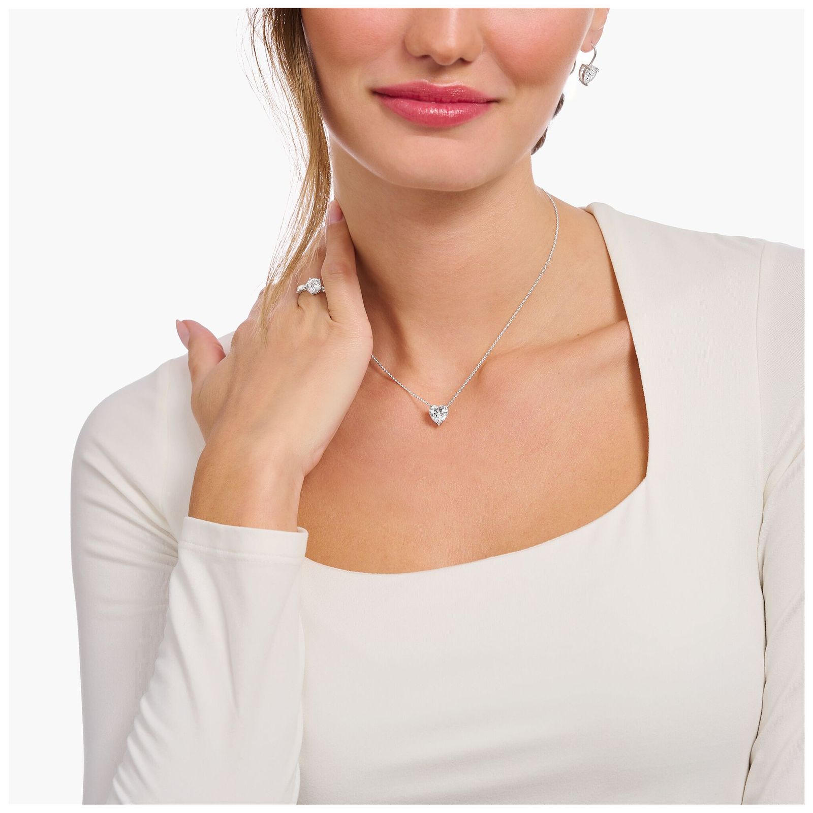 Thomas Sabo Silver Heart Cz Pendant Necklace - 2