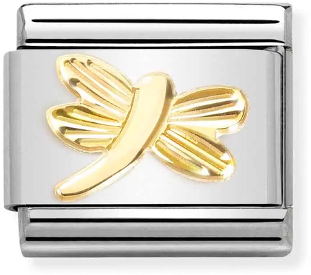 Nomination Classic Dragonfly 18ct Gold & Steel Charm 030149/56