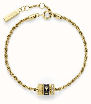 Olivia Burton Signature Black & Gold Plated Bead Charm Bracelet 24100449