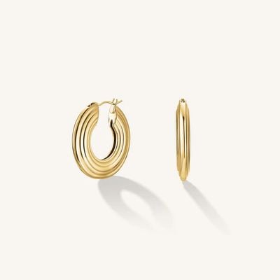 Rosefield Jewellery Flat Striped Gold Plated Stainless Steel Hoops JEFSG-J973