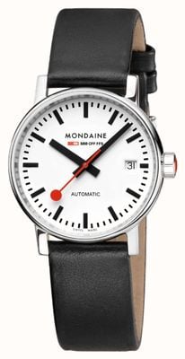Mondaine Evo2 Automatic 35mm | Black Vegan Leather Strap | White Dial MSE.35610.LBV