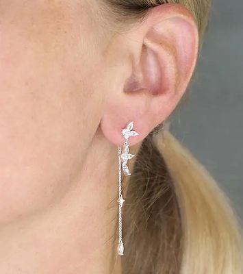 Silver Earing Back Butterfly Drop H5718/S