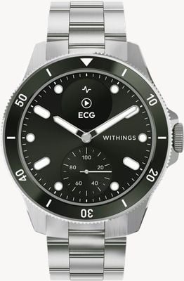 Withings ScanWatch Nova - Clinically Validated Hybrid Smartwatch (42mm) Green Hybrid Dial / Stainless Steel HWA10-MODEL 8-ALL-INT
