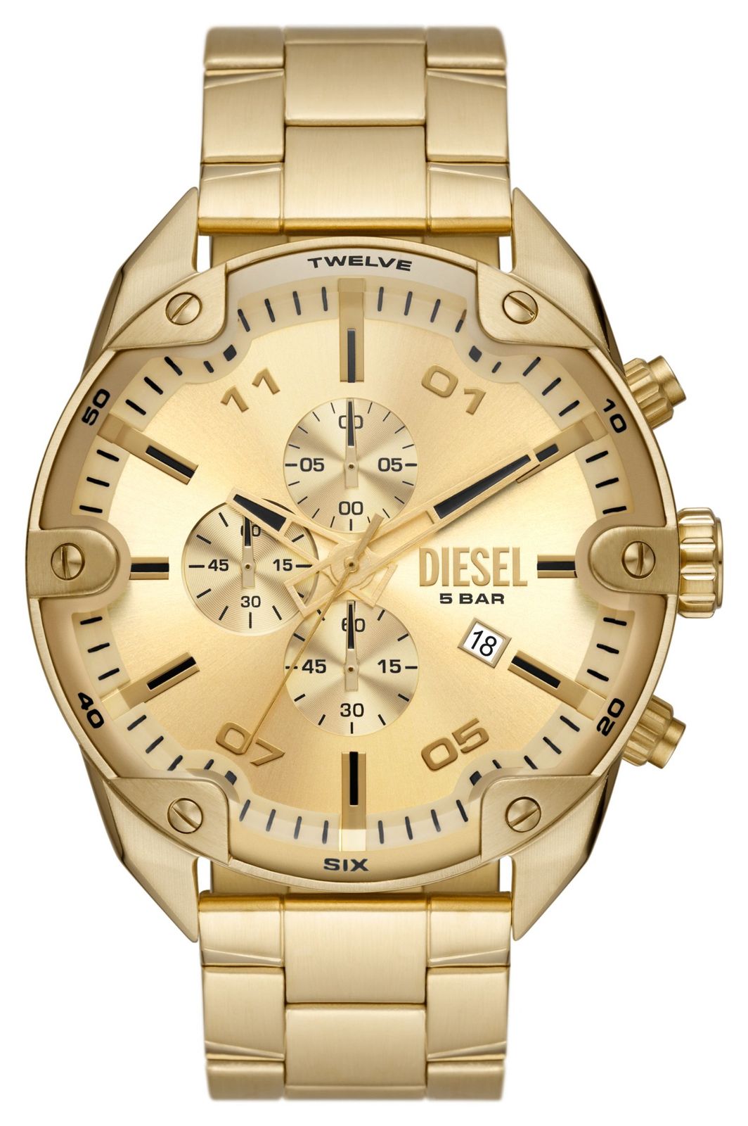 Diesel DZ4608 Spiked Gold Dial | Gold PVD Bracelet Watch