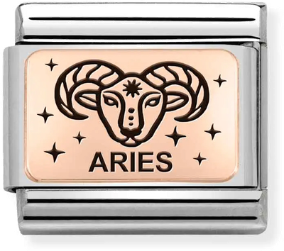 Nomination Classic Aries 9ct Rose Gold & Steel Charm 430112/01