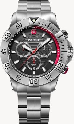 Wenger Seaforce Quartz Chronograph (43mm) Black Dial / Stainless Steel Bracelet 01.0643.123