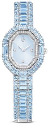 Swarovski Matrix octagon watch, Baguette cut, Metal bracelet, Blue, Stainless steel 5739632