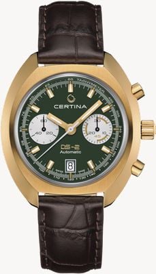 Certina DS-2 Automatic Chronograph Green Dial / Brown Leather Strap C0244623609100