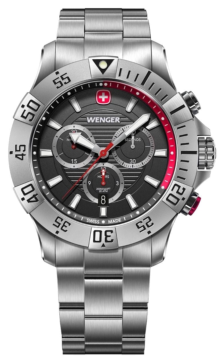 Wenger 01.0643.123 Seaforce Quartz Chronograph (43mm) Black Watch