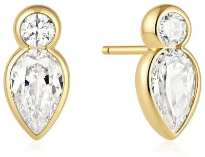 Ania Haie Gold Bezel Inverted Teardrop & Round Stud Earrings E076-04G