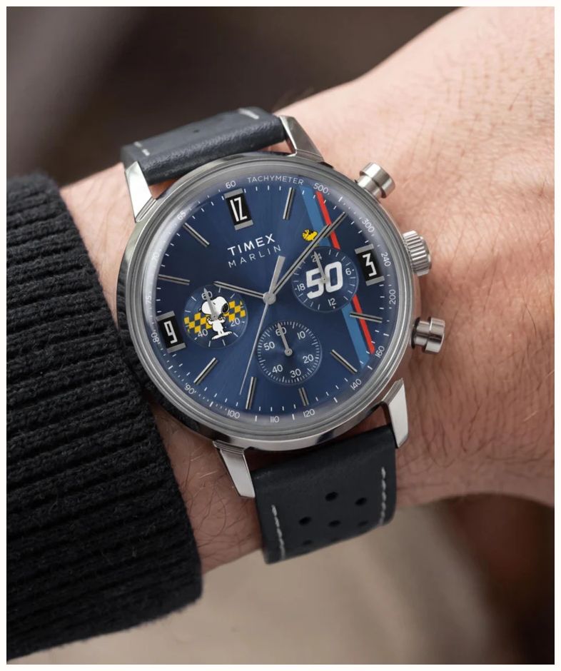 Timex PEANUTS MARLIN 40mm Leather Blue Strap Watch TW2Y85300 - alternate view 6