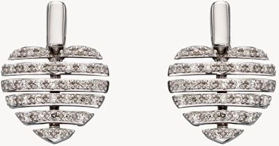 Elements Gold 9k White Gold Diamond Split Heart Earrings GE2298