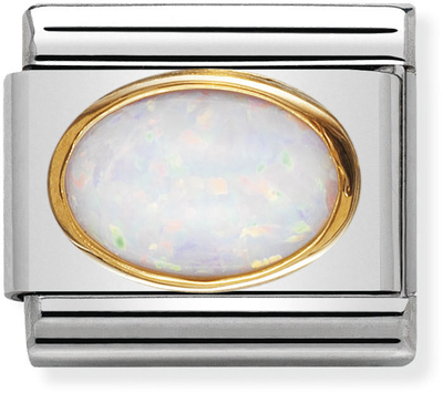 Nomination Classic White Opal 18ct Gold & Steel Charm 030502/07