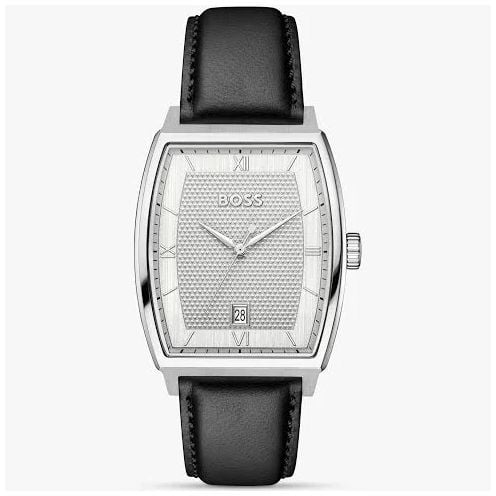 BOSS 1514354 Men's 43mm Leather Strap White Dial Principle Watch