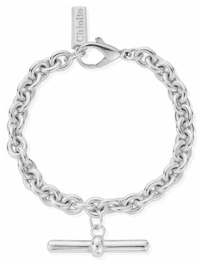 ChloBo CC-S-BR-18-S1 Anchor Chain T-Bar Sterling Silver Jewellery