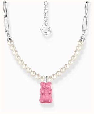 Thomas Sabo x HARIBO Pink Goldbear Freshwater Pearls Sterling Silver Necklace 40-45cm KE2207-082-9-L45V