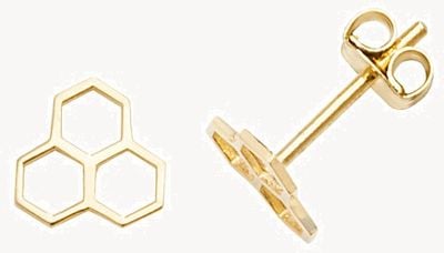 9k Yellow Gold Hive Stud Earrings ES610