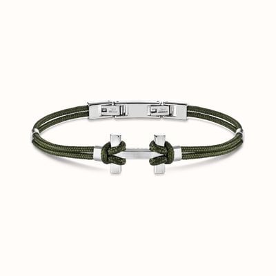 Herbelin Amarrage Bracelet - Khaki Green Nylon And Brushed Stainless Steel (18 + 2cm) BH20ABKK