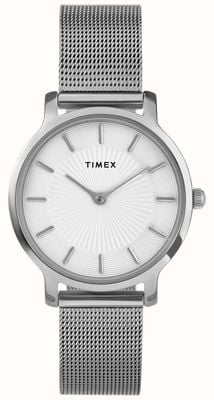 Timex Transcend (34mm) Silver-White Dial / Stainless Steel Mesh Bracelet TW2Y10200